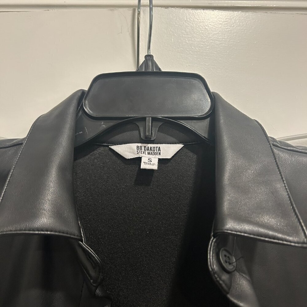 BB Dakota x Steve Madden Black Faux Leather Jacket Women’s Size S - Picture 2 of 7